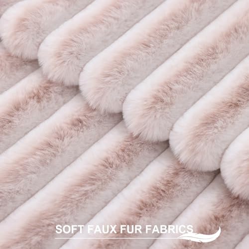 Pallene Faux Fur Decorative Throw Pillow Covers 16x16 Set of 2, Ombre Pink - Image 2