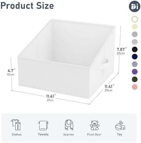DIMJ Closet Storage Bins 6 Pack - Fabric Trapezoid Organizer Bin, Foldable Storage Baskets for Shelves, Closet Shelf Organizer, Clothing Storage Box for Toys, Books, Towel, Clothes, White - Image 2