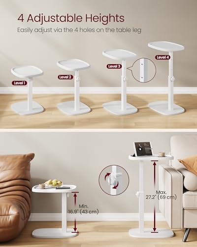 VASAGLE C Side Table Adjustable Height, Couch Sofa End Table, TV Tray - Image 4
