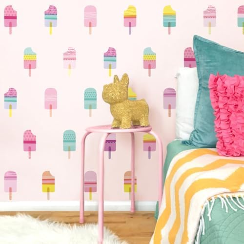 48 Pcs Ice Cream Wall Decals for Kids Room, Peel and Stick Sweet Treats Wall Sticker, Multicolor Dessert Designs Wall Decor for Nursery Playroom Classroom Bedroom School - Image 4