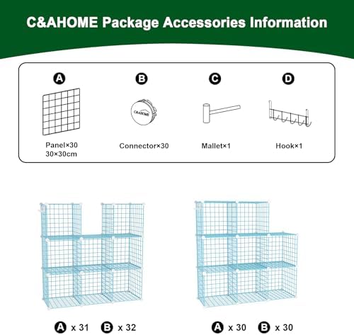 C&AHOME Wire Cube Storage, 8 - Cube Organizer Metal C Grids Units, Blue - Image 7