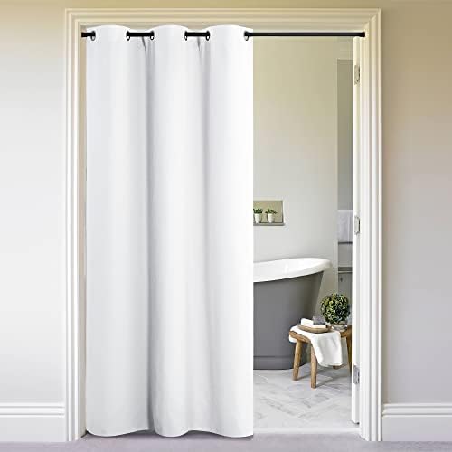 NICETOWN Curtains & Drapes for Door Tapestry, 144 inches Long Door Curtains for Bathroom Pantry Bedroom Closet (White, 1 Panel, 5ft Wide x 12ft Long) by NICETOWN