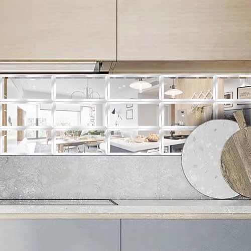 40 Pcs Peel and Stick Beveled Mirror Glass Tile.6x3 Inch Mirror Backsplash Tiles. Cute Mirror Strip Tile for Kitchen, Bathroom Wall. 40 Pcs - Image 6