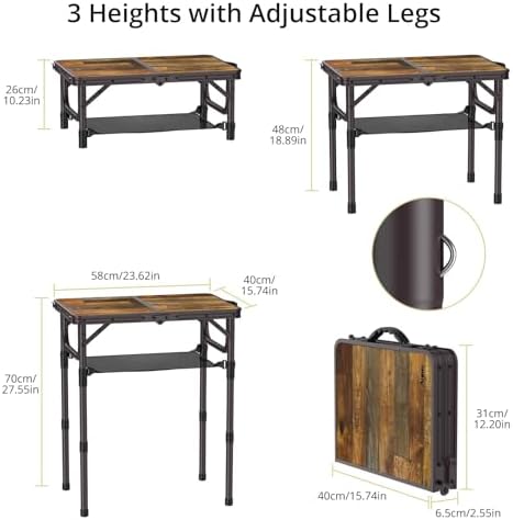 Anbte 2ft Camping Folding Table, 24" X 16" Aluminum Small Portable Table - Image 3
