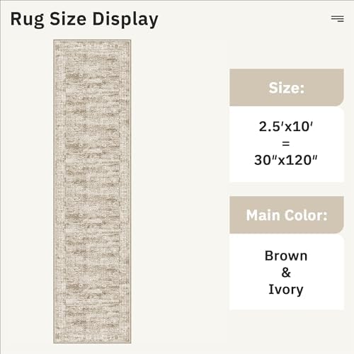 Soalmost Hallway Runner Rug 2'6"x10' Non-Slip Runners for Kitchen Brown - Image 5