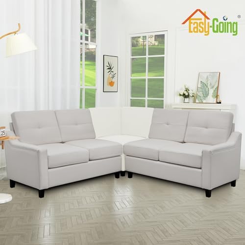 Easy-Going Stretch Soft Sectional Corner Sofa Couch Slipcover Cream - Image 3