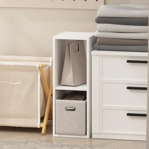 Furinno Reed 2-Tier Closet Organizers and Storage, Closet Organizer, Open Shelf Closet Storage, for Wardrobe, Bedroom, Living Room, 8-Inch Width, White by Furinno-FitsYourSpaceFitsYourBudget