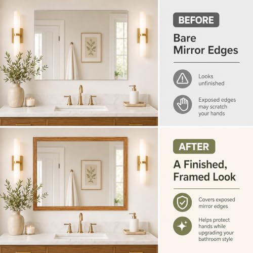 10M Mirror Border Peel and Stick, Wood Grain Wallpaper Border Mirror Tape - Image 3