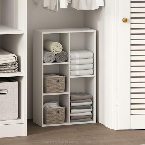 Furinno Reed Closet Organizers and Storage, 5-Cube Reversible Closet Shelves, Closet Organization Shelf, 9.4 x 19.5 x 31.5, for Bedroom, Closet, White by Furinno-FitsYourSpaceFitsYourBudget