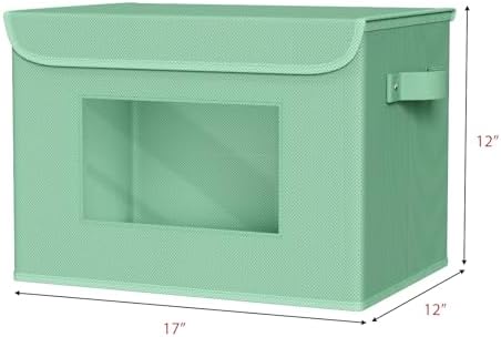 Univivi Fabric Foldable Storage Bins with Lids, 4 Pack, Green - Image 2