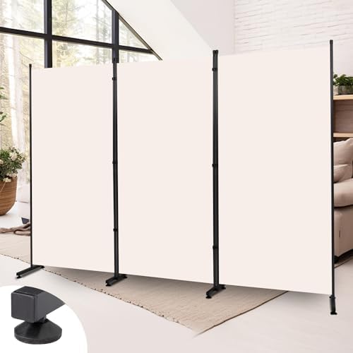 Room Divider 3 Panel Folding Privacy Screen, Round Pad Design Wall Divider by HOMSCREENER