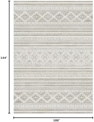 RUGSURE Washable Area Rugs 9' x 12' - 1/6 Thick - Moroccan-Inspired -Stain & Water Resistant Non-Slip - Resistant Rug for Living Room, Bedroom, Nursery, Pet & Child Friendly (Grey) - Image 2