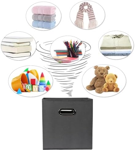 Fabric Cloth Storage Bins,Fabric Cube Organizer with Dual Handles Foldable Cube Storage Baskets for Home Bedroom Storage,Set of 8,(Gray) - Image 3
