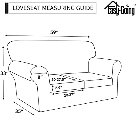Easy-Going 3 Pieces Stretch Loveseat Couch Cover for 2 Cushion Washable - Image 2