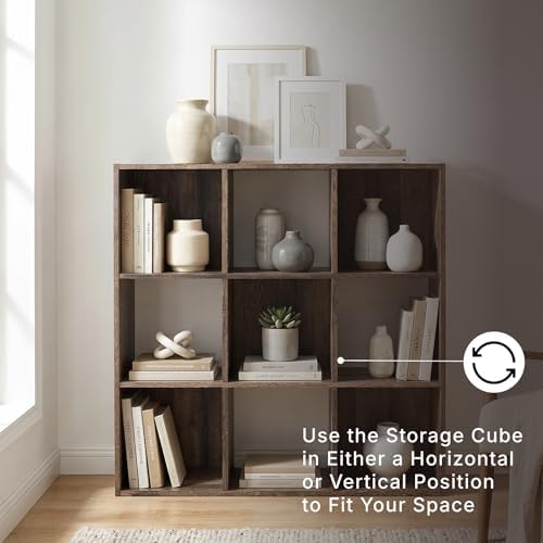 Signature Design by Ashley 9 Cube Organizer Bookshelf, Weathered Brown - Image 4