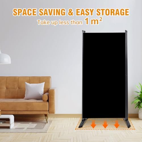3 Panel Folding Privacy Screens, Portable Room Divider Panel, 6Ft Black - Image 4