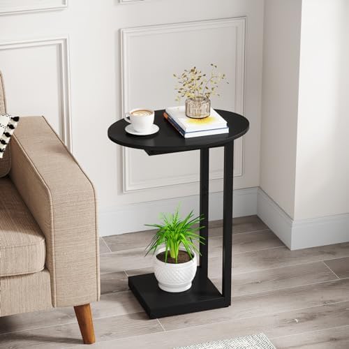 Hosfais Small Side Table End Table, C-Shaped Couch Tables - Image 4