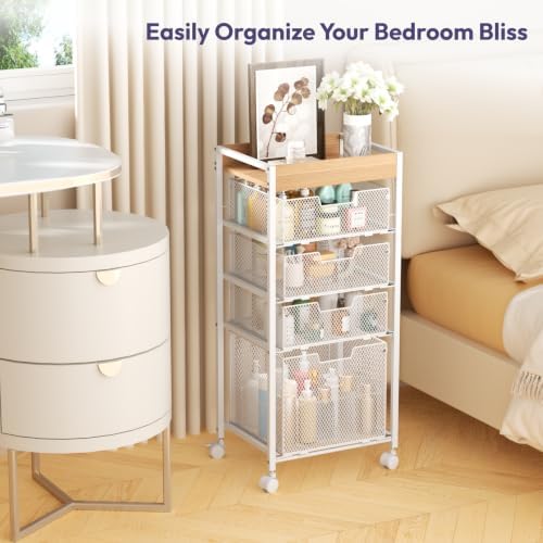 SWTYMIKI Rolling File Cart with Drawers - 5 Tier Art Craft Rolling Organizer Cart - Office Storage &Organization, Mobile Metal File Cabinet for Office and Home White - Image 7