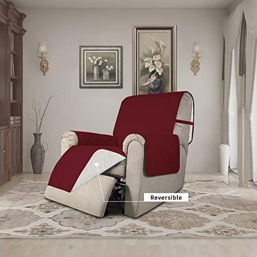 Easy-Going Reversible Couch Cover, Recliner 22 in, Christmas Red/Ivory - Image 2