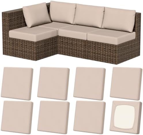 8Pcs Outdoor Cushion Covers, Stretch Patio Furniture Couch Chair Slipcovers by VORSHAPE