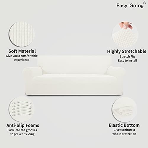 Easy-Going Stretch Couch Covers for Sofa Washable Large Cream - Image 3