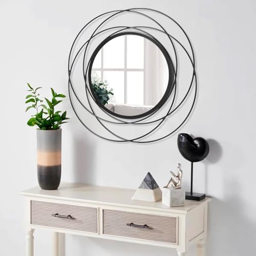Decorative Mirrors Black Circle Mirror - 20 Inches Round Mirror with Metal Frame, Modern Wall Hanging Mirrors for Living Room, Bedroom, Bathroom, Entryway Black - Image 5