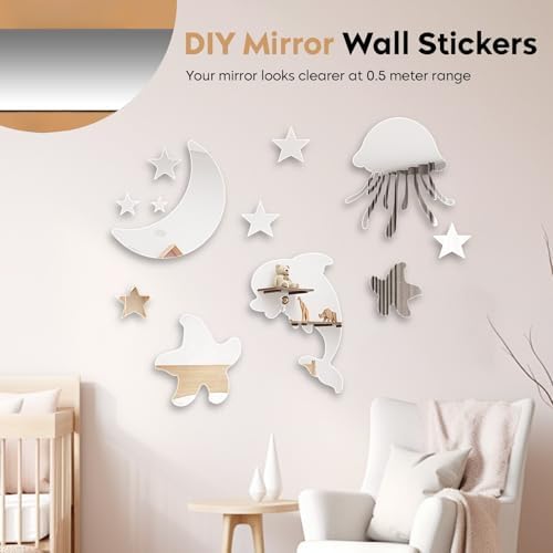12" x 12" Acrylic Flexible Mirror Sheets, 12 Pack Self-Adhesive Mirror Tiles, Square Cuttable Wall Stickers, Non-Glass, Safety Reflective for DIY Craft Home Wall Decor - Image 3