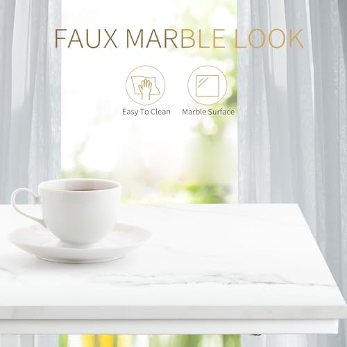Possile C Shaped End Table Set of 2 for Sofa and Bed, Slide Under Couch Tables, Side Table With Faux Marble Top, Small Under Table Tray for Living Room, Bedroom, White - Image 6