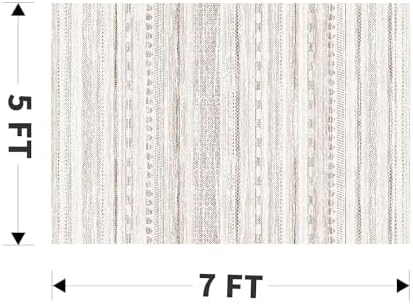 5x7 Large Area Rugs for Living Room Machine Washable Rug Distressed Indoor Carpet Neutral Moroccan Boho Rug Ultra Soft Area Rug for Bedroom Dining Room Playroom Office, Light Brown - Image 2