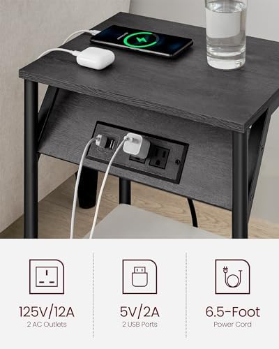 VASAGLE End Table with Charging Station, Set of 2, Small Side Tables - Image 4
