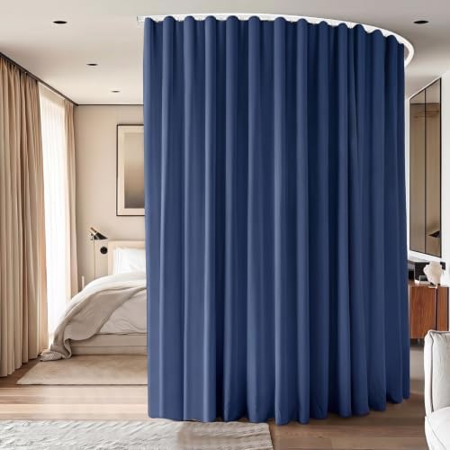 Room Divider Ceiling Mounted Curtains Track Sets Extra Wide Blackout Curtain Flexible Tracks for Bedroom Office Privacy Partition Separator, Navy, W 8.3 x H 8ft by CBSROROHome
