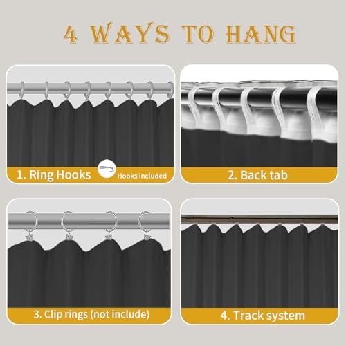 Room Divider Curtains with Ceiling Track, 100% Blackout Heavy Ceiling Curtains Noise Reduction Privacy Curtain Track System Kits, 10 ft Wide x 7 ft Tall, Black, 1 Panel - Image 4