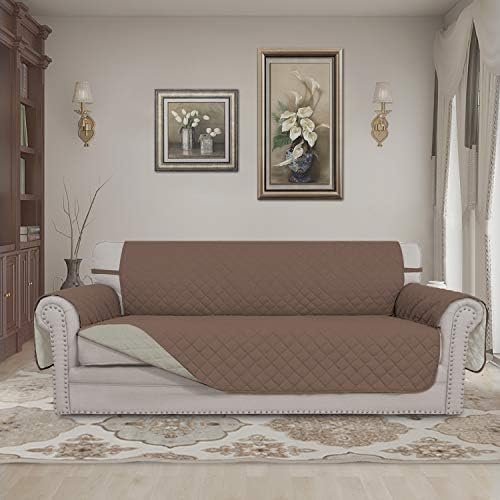 Easy-Going Reversible Couch Cover, 4 Seater Sofa, Brown/Beige - Image 2