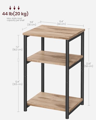 VASAGLE Side Table, Small End Table, Tall Nightstand, Steel Frame - Image 3