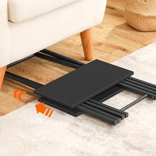 HOOBRO Folding TV Tray Table, Set of 2 Wooden TV Tray, Portable Sofa Side Snack Table, Industrial Desk for Small Spaces, Space-Saving, Easy to Install and Fold, Black BB27BZP201 - Image 5