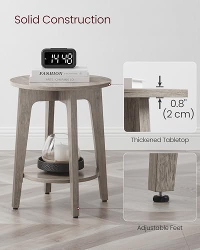 VASAGLE Round Side Table with Lower Shelf, End Table for Small Spaces - Image 4