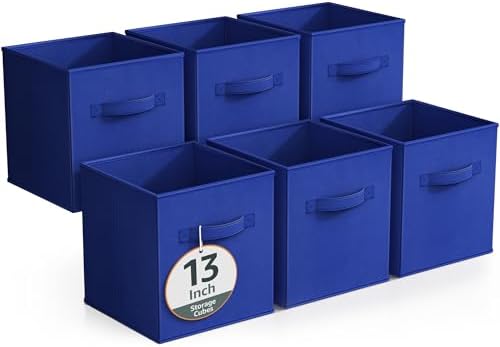 Sorbus Fabric Storage Cubes, 6-Pack Foldable Bins (13 Inch, Royal Blue) by Sorbus