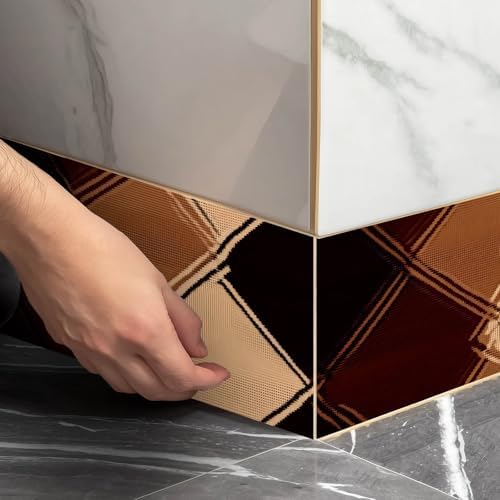 IVN Wallpaper Border Peel and Stick Wall Brown Diamond Check 4x196 Inch | Wall Trim Self Adhesive Borders for Walls Mirror Border Frame Accent Strip for Bedroom Kitchen LivingRoom Decor - Image 4