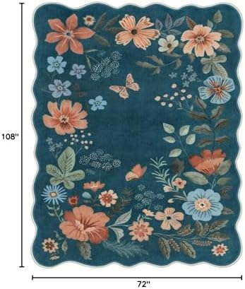 Lahome Floral Washable 6x9 Area Rugs, Soft Bedroom Rugs for Living Room - Image 2