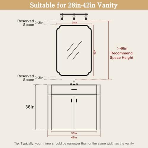 WallBeyond 28" x 40" Wood Bathroom Mirror for Wall Mounted, Rustic Rounded Corner Vanity Mirror for Entryway, Living Room or Bedroom Home Decorative [28" x 40" Walnut Color] - Image 4