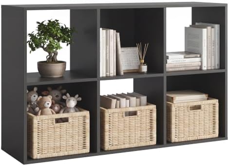 6 Cube Storage Organizer, Multifunctional Bookcase, Black Cube Bookshelf - Image 3