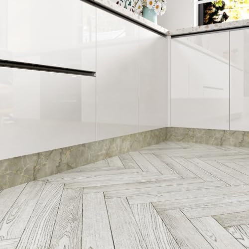 Wallercity Green Marble Wallpaper Borders 3.94''x394'' Marble Cyan Wall Border Stickers for Bedroom Kitchen Wall Decor Waterproof Self Adhesive Borders Contact Paper for Bathroom Mirror Frame Floor - Image 3