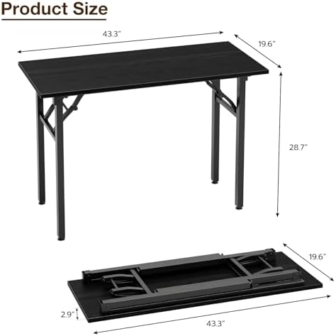 TEMI Small Computer Desk Folding Table - 43.3" Foldable Office Desk, No Assembly, Perfect for Small Spaces in Bedroom, or Apartment, Portable Mini Desk or Study Table Compact Design, Dark Oak - Image 3
