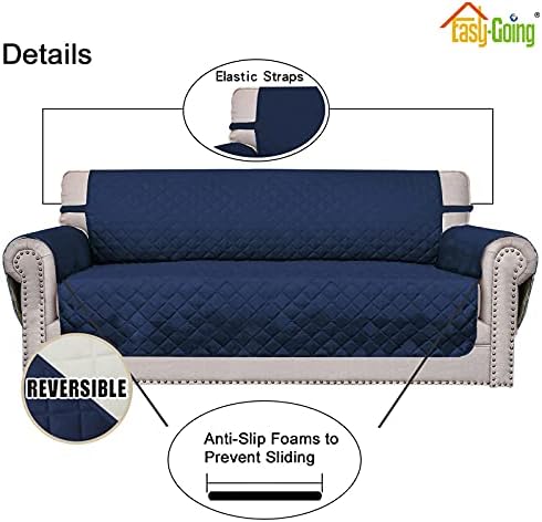 Easy-Going Reversible Couch Cover, Oversized Chair, Navy/Ivory - Image 3