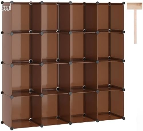 C&AHOME 16 Cube Storage Organizer Cube Shelves Units Storage Cubes, Brown by CAHOME