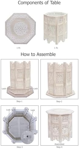 COTTON CRAFT Solid Wood End Table - Hand Carved Folding Accent Side Table - Image 7