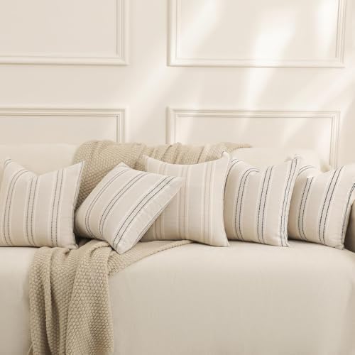 Hckot Decorative Khaki Pillow Covers 18x18 Striped Throw Pillows - Image 5
