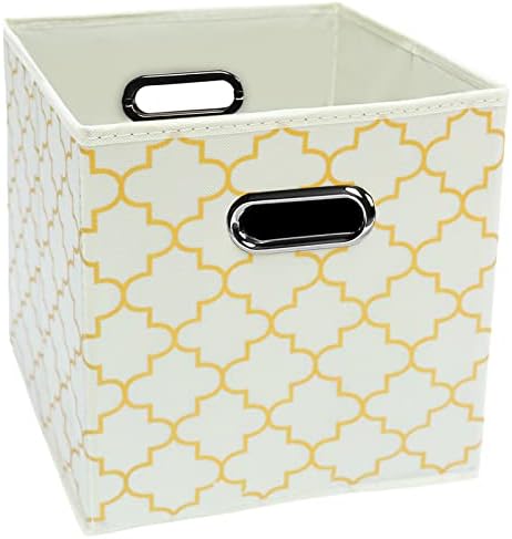 Black Foldable Storage Cubes Bins , Fabric Storage Box Cubes Organizer Baskets with Dual Handles for Home Organizer Creamy-White Gold by HEAYEEG