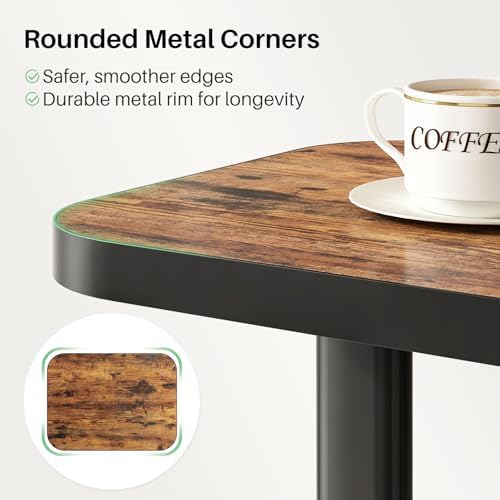 Kitstorack Adjustable Height C-Shaped End Table, 9-Level Side Table with Thickened Metal Rounded Edge, Couch Table Slides Under Sofa or Bed, Eating, Working, TV Tray Table for Small Spaces, Brown - Image 5