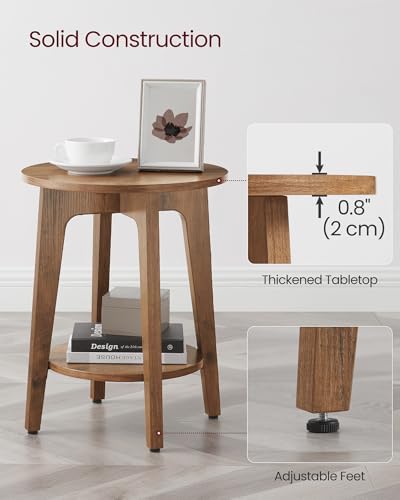 VASAGLE Round Side Table with Lower Shelf, End Table for Small Spaces - Image 5